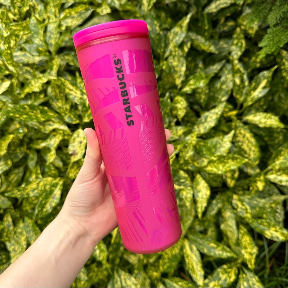Starbucks 2021 Grande Holiday Hot Pink Cup/Tumbler Soft Ribbon Design